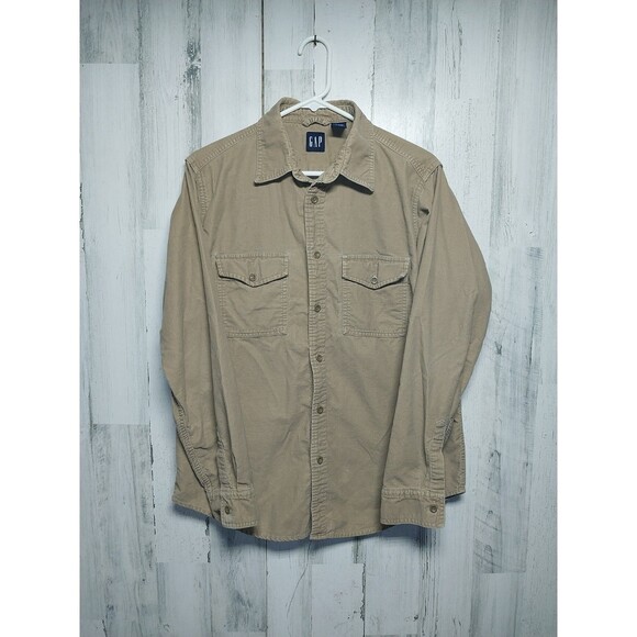 GAP Men's Medium Brushed Cotton Button Up Long Sleeve Shirt - Picture 1 of 6